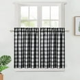 thumbnail image 1 of Lunsy Polyester Kitchen Thick Yarn Dyed Plaid Gingham Half Window Curtains Buffalo Check Short Window Curtain,black,28"x30"x2, 1 of 5