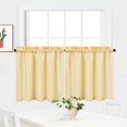 thumbnail image 1 of Lunsy Waffle Kitchen Tier Curtains Short Length Water Repellent Rod Pocket Half Window Covering Curtain for Bathroom Bedroom,yellow,30"x24"x2, 1 of 5