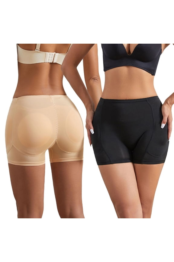 Lunuaoe Women's Butt Lifter & Hip Enhancer Shapewear, 4-Pad Padded Control Panties, Tummy Control Fake Butt Shorts