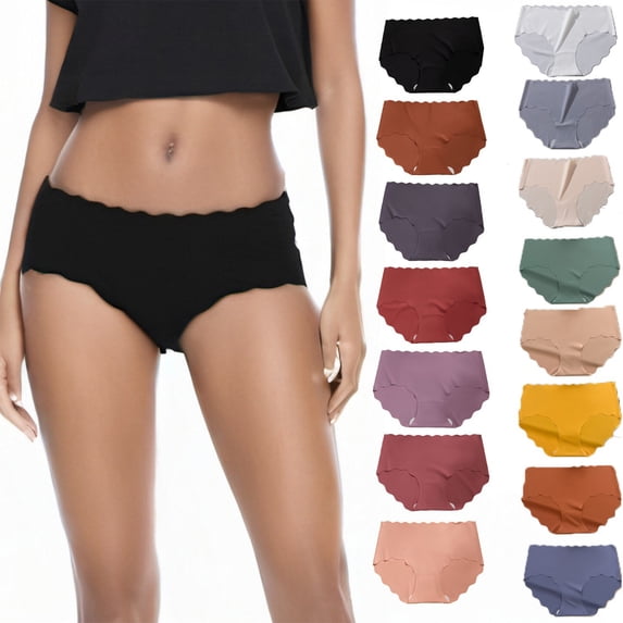 Lunuaoe Women's Ice Silk Seamless Panties, Invisible Breathable Underwear, Thin Plus Size Briefs