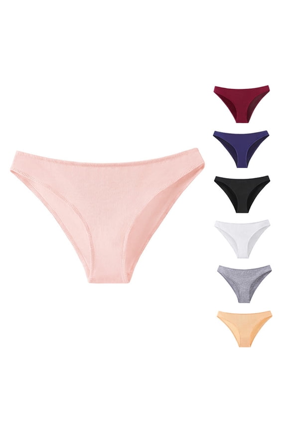 Lunuaoe Women's Low Waist Cheeky Panties, Skin-Friendly Cotton Crotch Underwear, Breathable Solid Color Briefs