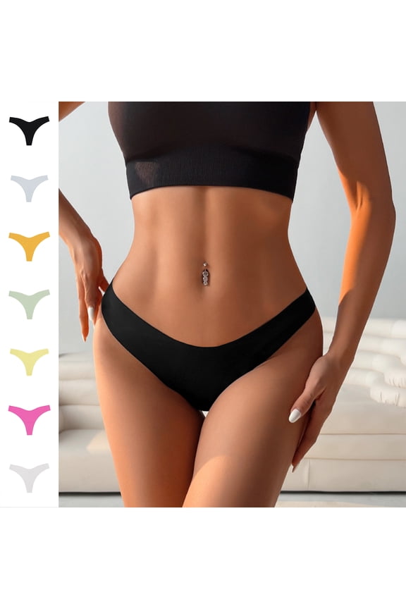 Lunuaoe Women's Ribbed "LOVE" Waistband Thong, Sporty Cotton T-Back Panties, Low Rise Seamless Yoga Underwear