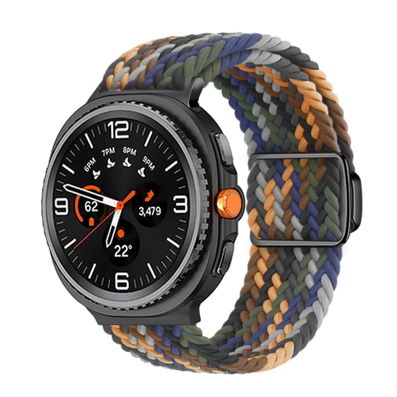 Lunvic Braided Solo Loop Watch Band for Galaxy Watch 9, Breathable Elastic Nylon Sport Strap with Adjustable Magnetic Buckle, 22mm Width, B