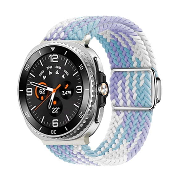 Lunvic Braided Solo Loop Watch Band for Galaxy Watch 9, Breathable Elastic Nylon Sport Strap with Adjustable Magnetic Buckle, 22mm Width, C