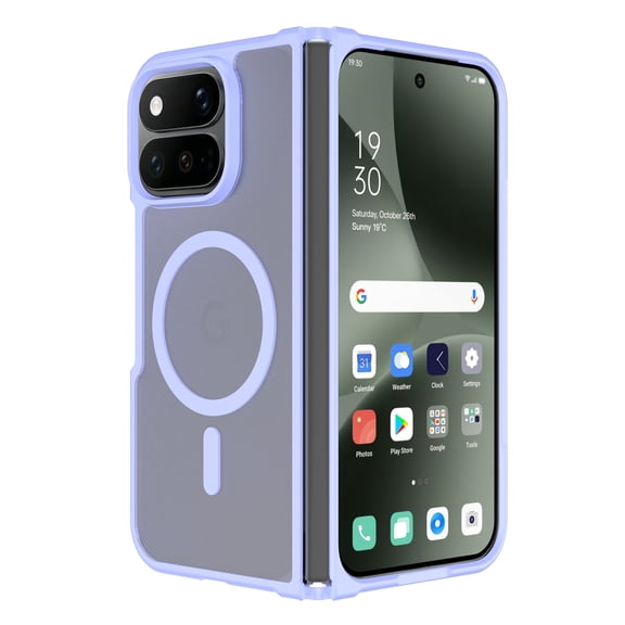 Lunvic Case for Google Pixel 11 Pro Fold, Magnetic Folding Phone Cover with Translucent Matte PC Back, Anti-Slip TPU Bumper, Flexible Hinge Protection, Slim Fit, Purple