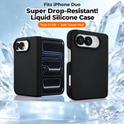 Lunvic Case for iPhone Duo, Premium Liquid Silicone Slim Folding Protective Cover with Soft Microfiber Lining and Anti-Scratch Raised Edge, Black