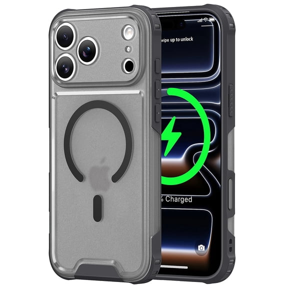 Lunvic Case for iPhone 18 Pro Max, Magnetic Rugged Shockproof Cover with Matte PC Back, TPU Bumper, Capacitive Camera Button, Raised Screen Camera Edges, Black