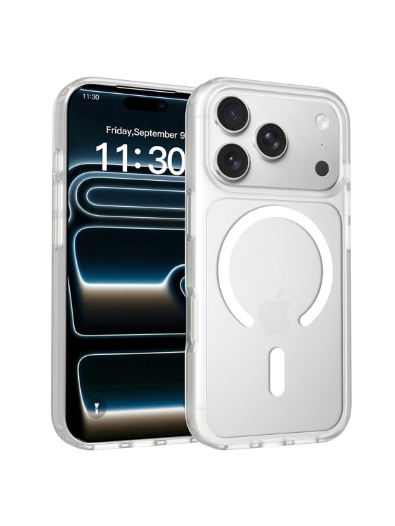 Case for iPhone 18 Pro Max, Magnetic Shock-Resistant Phone Cover with Matte PC Back, Flexible TPU Bumper, Raised Camera Screen Edges, Silky Touch, Clear