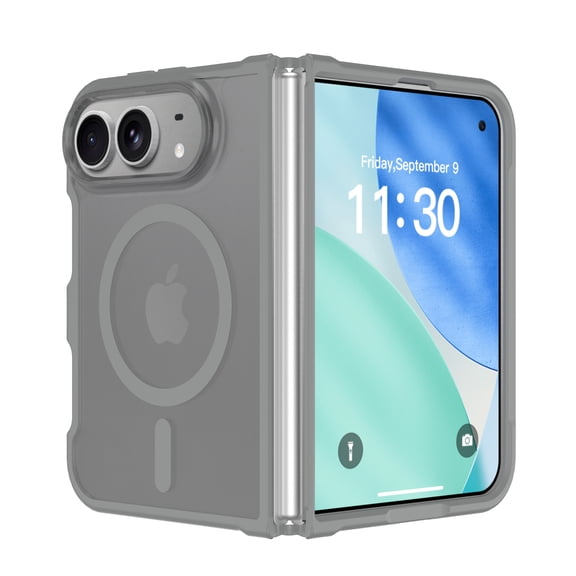 Lunvic Case for iPhone Duo Compatible with MagSafe, Translucent Matte PC and Anti-Slip TPU Slim Shock-Absorbing Folding Cover with Flexible Hinge, Gray
