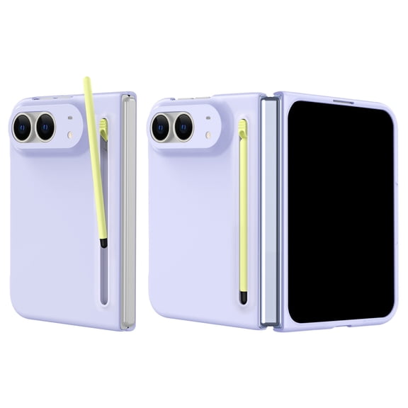 Lunvic Case for iPhone Duo, Slim Matte Hard PC Shock-Absorbing Folding Protective Cover with Built-in Screen Protector and Pop-Up Stylus Pen Slot, Stylus Included, Purple
