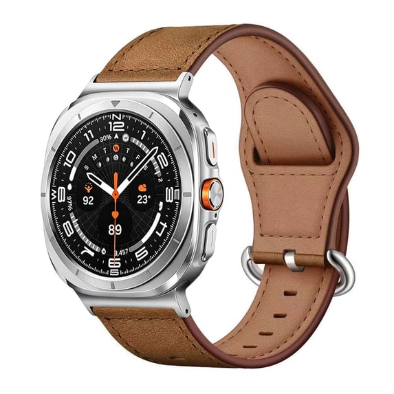 Lunvic Genuine Leather Watch Band for Galaxy Watch 9, Adjustable Replacement Strap with Stainless Steel Buckle and Quick Release Connectors, A