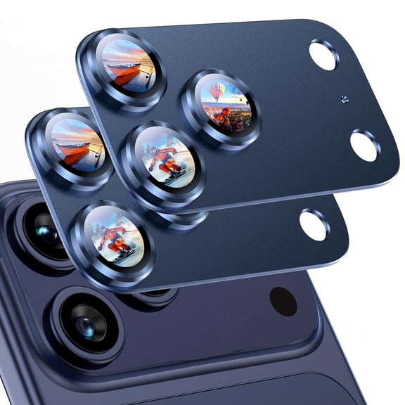 Lunvic Sapphire Glass Camera Lens Protector for iPhone 17 Pro Max 1 Pack Metal Outer Frame AR Anti-Reflection HD Tempered Lens Film, Blue