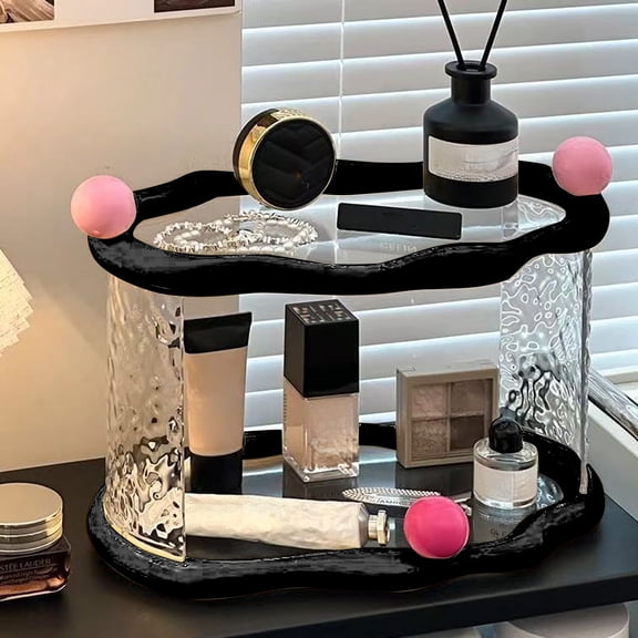 Lunxisen 1 Pcs Acrylic Storage Rack Organizer For Cosmetics Perfumes Bathroom Vanity Desk Space Saving Shelf