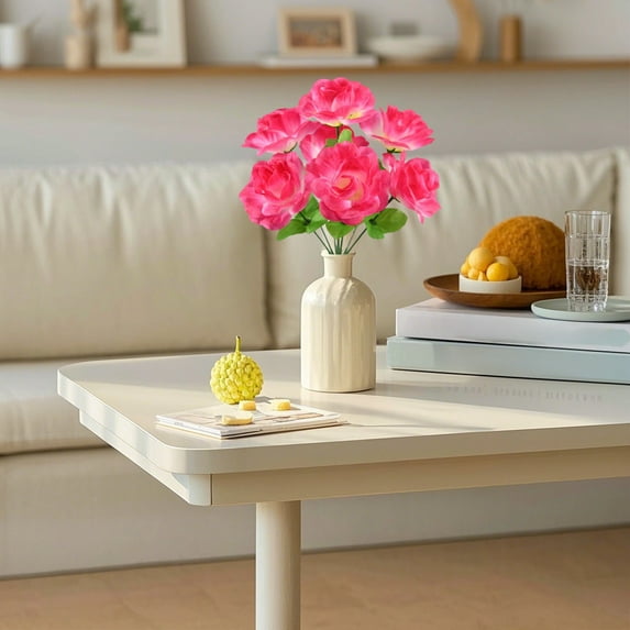 Lunxisen 1 Pcs Artificial Flowers, Small Silk Flowers for Home Decor Indoor Fake Bouquet Faux Floral Arrangements Dining Table Centerpieces for Kitchen Bridal Wedding Party Decor