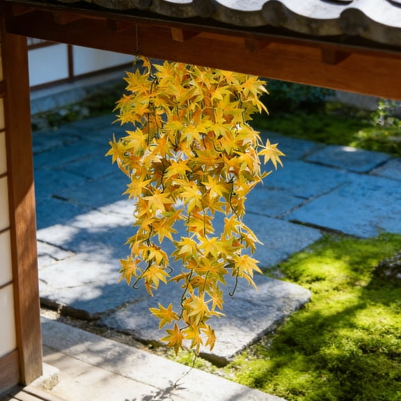 Lunxisen 1 Pcs Artificial Red Maple Leaves Faux Branch Plastic Fall Decor Home Office Wedding Decoration