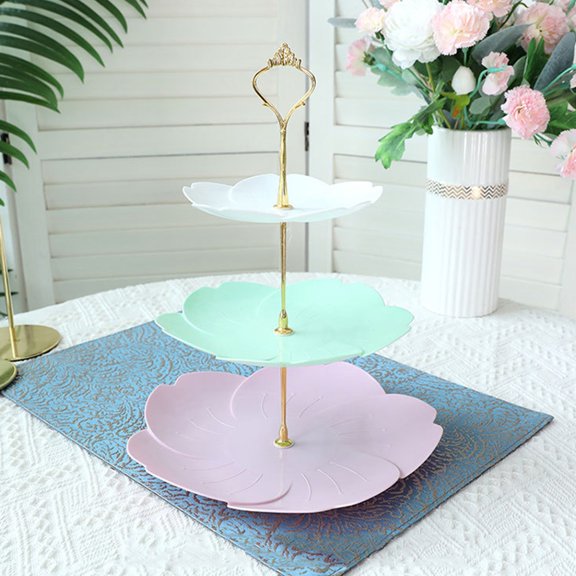 Lunxisen 1 Pcs Cake Stand Plastic Dessert Table Display 3 Tired Cupcake Stand Cookie Tray Rack Serving Tray Cake Display Tower and Dessert Trays for Wedding Tea Party