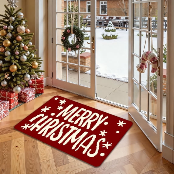 Lunxisen 1 Pcs Christmas Kitchen Mat, Cushioned Anti Fatigue Kitchen Mats for Floor Non Skid Waterproof Comfort Foam Standing Rugs for Desk Laundry Office Home Decor