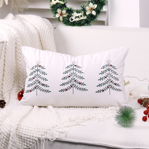 Lunxisen 1 Pcs Christmas Plaid Decorative Throw Pillow Covers Scottish Tartan Cushion Case for Farmhouse Home Holiday Decor Red and Green