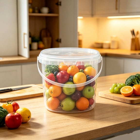 Lunxisen 1 Pcs Clear Food Grade Storage Buckets with Sealed Lids, Portable Airtight Containers for Snacks, Dry Goods, Pantry Organization, Kitchen Storage(S)