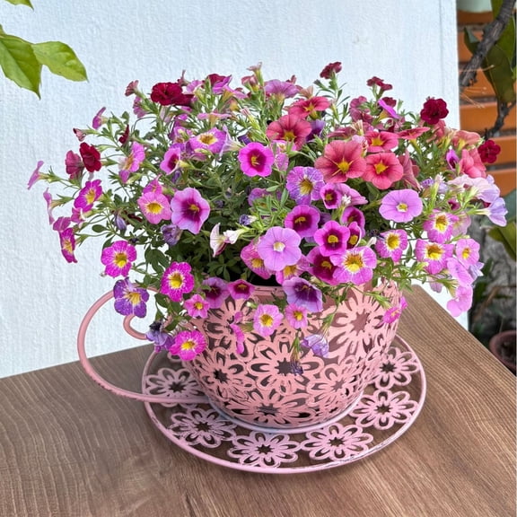 Lunxisen 1 Pcs Coffee Mug Planter with Drainage Hole for Home Decor, Indoor Outdoor Garden Patio, Unique Gift Idea, Handmade Ceramic Flower Pot