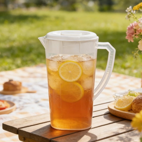 Lunxisen 1 Pcs Cold Drink Jug Transparent Beverage Dispenser Home Use Large Capacity Cold Brew Pot Iced Tea Coffee Pitcher Kitchen Drinkware(3000ml)