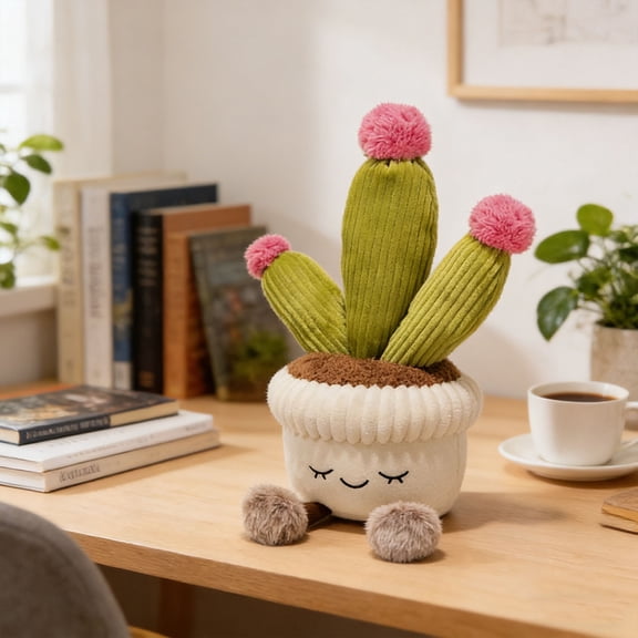 Lunxisen 1 Pcs Cute Cartoon Potted Plant Healing Ornament Plush Toy Desktop Decoration Gift