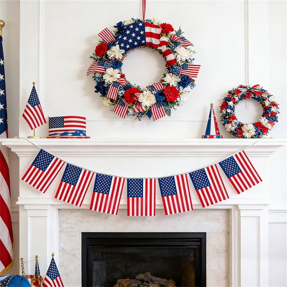 Lunxisen 1 Pcs Decorative Flags for Independence Day Party Festival Outdoor Summer Yard Garden Event Celebration Bunting(180cm)