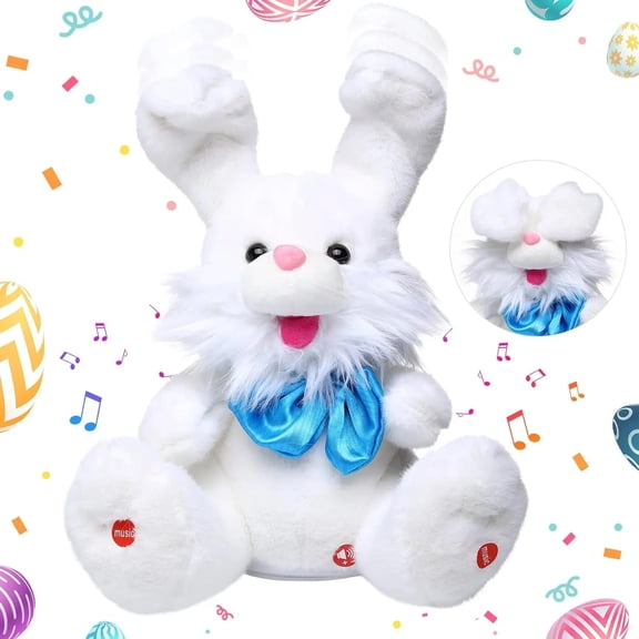 Lunxisen 1 Pcs Easter Talking Bunny Plush Toy Repeats Your Voice Interactive Stuffed Animal Gift