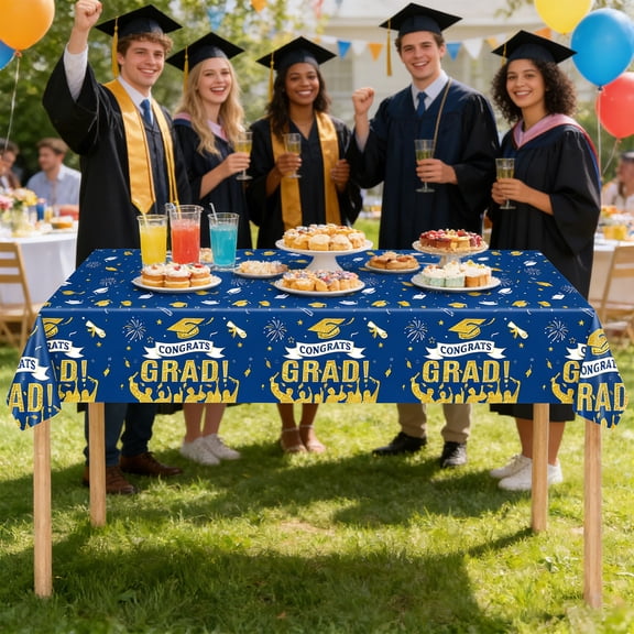 Lunxisen 1 Pcs Graduation Party Tablecloth Elegant Background Wall Decoration Holiday Celebration Dining Table Cover(137*274cm)