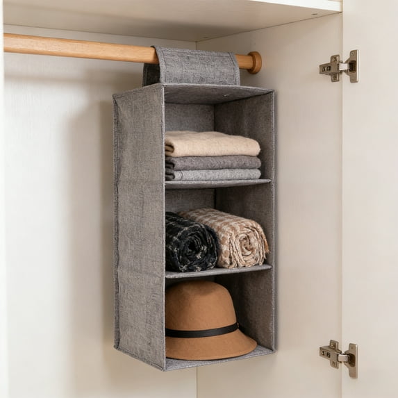 Lunxisen 1 Pcs Hanging Closet Organizers and Storage, Closet Hanging Organizer, Large Hanging Shelves Clothing Organizer 3 Layer