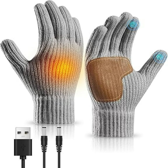 Lunxisen 1 Pcs Heated Gloves, Warm Winter Heated Gloves with Temperature Non Slip Electric Touchscreen Hand Warmers Work Unisex Washable Fleecing Glove for Men Women.