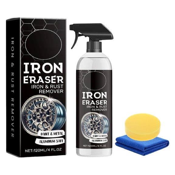 Lunxisen 1 Pcs Iron Eraser Rust Remover Spray for Car Wheels Paint Fast Acting Rust Brake Dust Remover Automotive Surfaces(120ml)