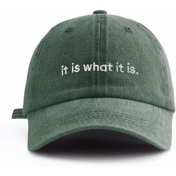 Lunxisen 1 Pcs It Is What It Is Embroidered Baseball Cap Adjustable Washed Cotton Hat For Outdoor Sports And Daily Wear Casual Streetwear