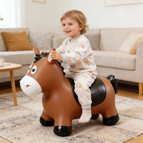 Lunxisen 1 Pcs Jumping Horse Inflatable Toy for Kids Play Bouncy Ride On Fun Outdoor Activity Gift