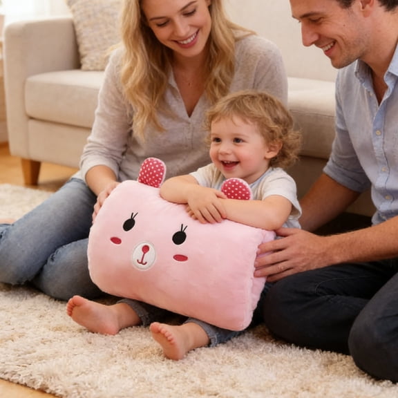 Lunxisen 1 Pcs Kids Hand Warmer Pillow Cartoon Glove Shape Cushion, Soft Plush Nap Pillow for Children, Pink Cozy Hand Warm Bedding Decor for Kids Room,