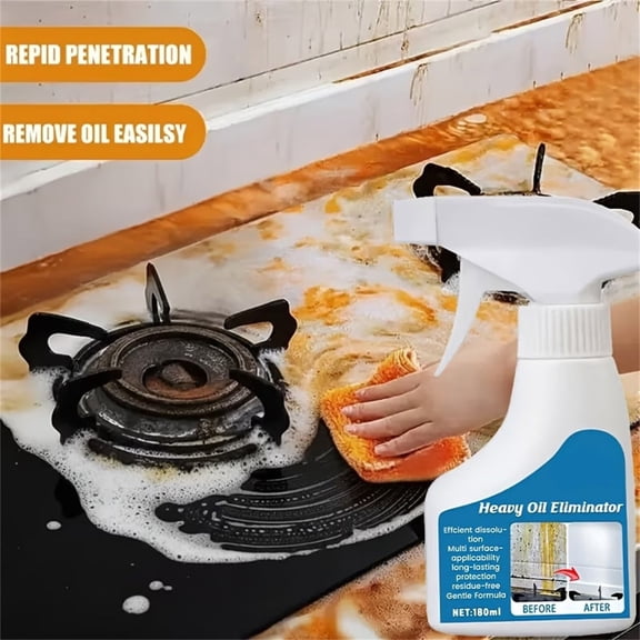 Lunxisen 1 Pcs Kitchen Grease Cleaner Heavy-Duty Degreaser For Stove Top Range Hood Surfaces Powerful Stain Remover(180ml)