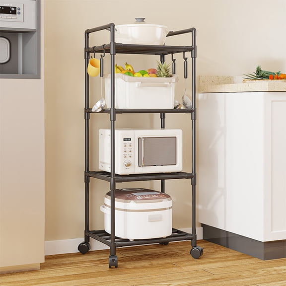 Lunxisen 1 Pcs Kitchen Storage Rack Bathroom Organizer Trolley Floor Standing Multi Layer Shelving Unit for Toiletries Daily Necessities Home Organization(S)