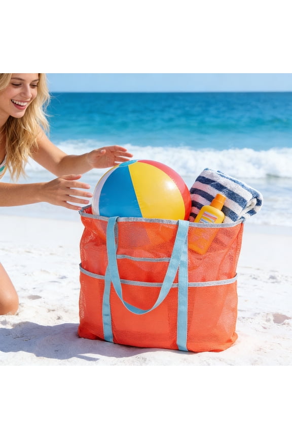 1 Pcs Large Beach Tote Bag Mesh Organizer Pouch Swimwear Storage Waterproof Carryall for Pool Travel