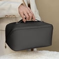 thumbnail image 1 of Lunxisen 1 Pcs Leather Cosmetic Storage Bag Travel Organizer Portable Wash Bag Large Capacity Makeup Pouch, 1 of 9