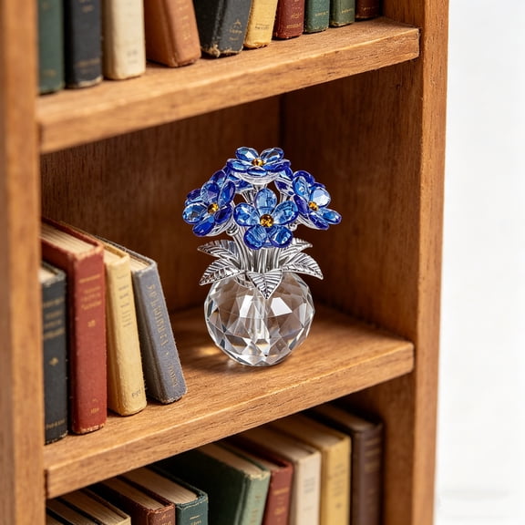 Lunxisen 1 Pcs Mini Crystal Flower Vase Ornament Sparkly Floral Figurine Home Decor Desk Car Accessory
