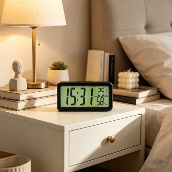Lunxisen 1 Pcs Minimalist Digital Alarm Clock LED Display Battery Operated Desk Clock Wall Mountable for Bedroom Kitchen Nightstand Readout