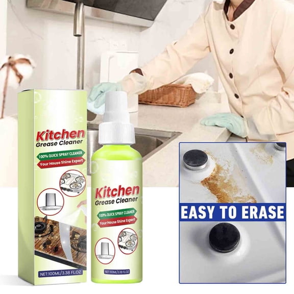 Lunxisen 1 Pcs Multi-functional Kitchen Grease Cleaner Heavy Duty Degreaser for Stove Cookware Strong Cleaning Solution Home Kitchen Essentials(100ml)
