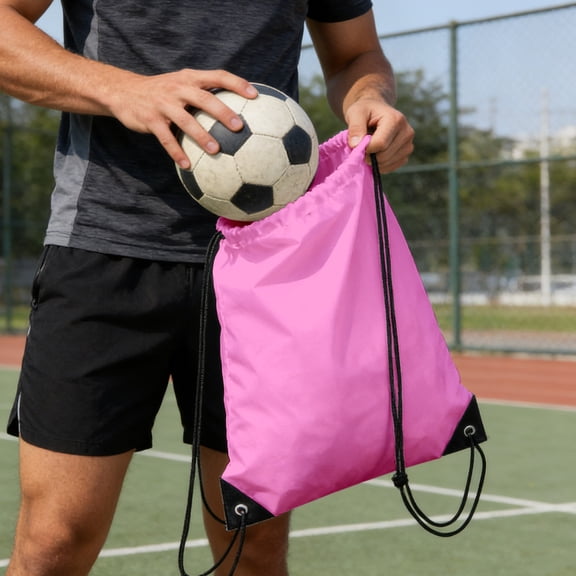 Lunxisen 1 Pcs Polyester Drawstring Backpack Ball Carry Bag Sports Soccer Basketball Volleyball Storage Lightweight Durable Travel Gym