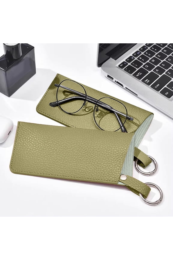 1 Pcs Portable Leather Glasses Pouch Key Ring Sunglasses Case For Men Women Travel Outdoor EDC