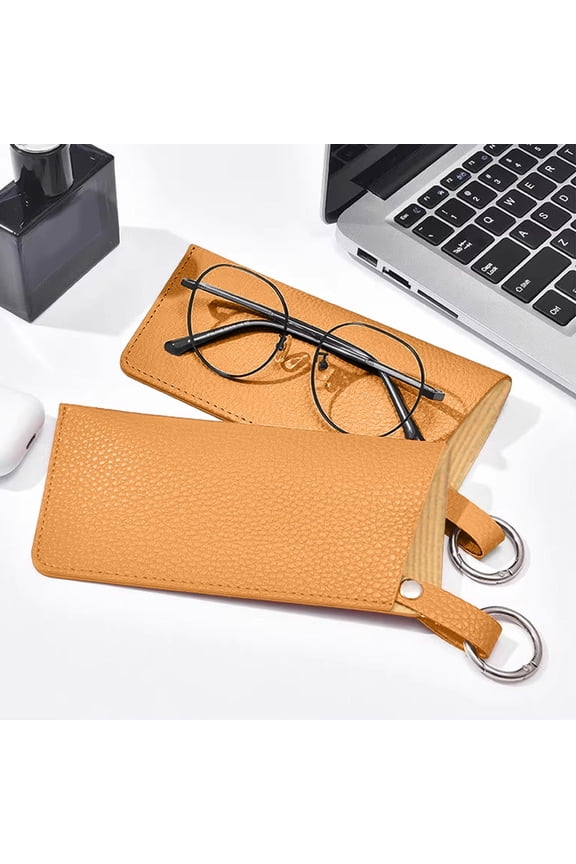 1 Pcs Portable Leather Glasses Pouch Key Ring Sunglasses Case For Men Women Travel Outdoor EDC