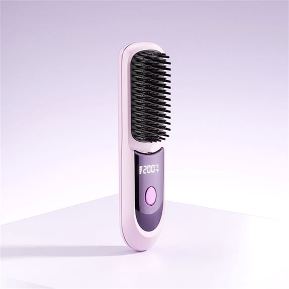 Lunxisen 1 Pcs Portable Straightener Brush Hair Styling Tool Rechargeable Cordless Fast Heating Salon Smoothing Styling Comb for Travel