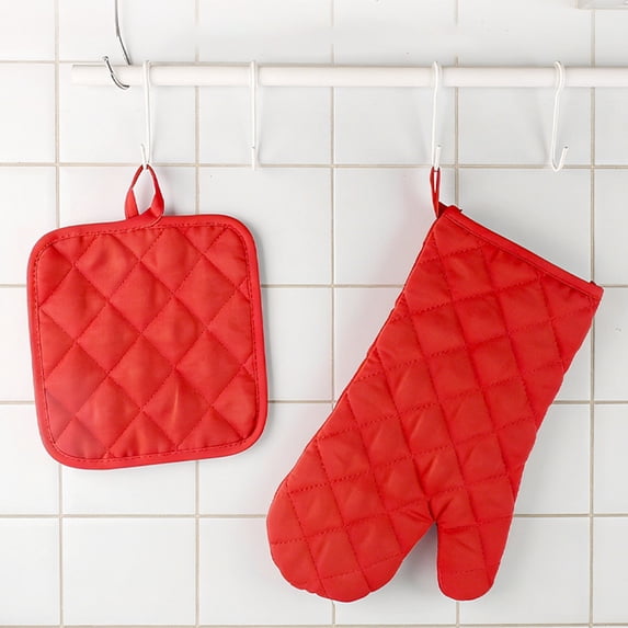 Lunxisen 1 Pcs Quilted Oven Mitts And Pot Holders Set Heat Resistant Kitchen Gloves For Cooking Baking Grilling Home Essentials