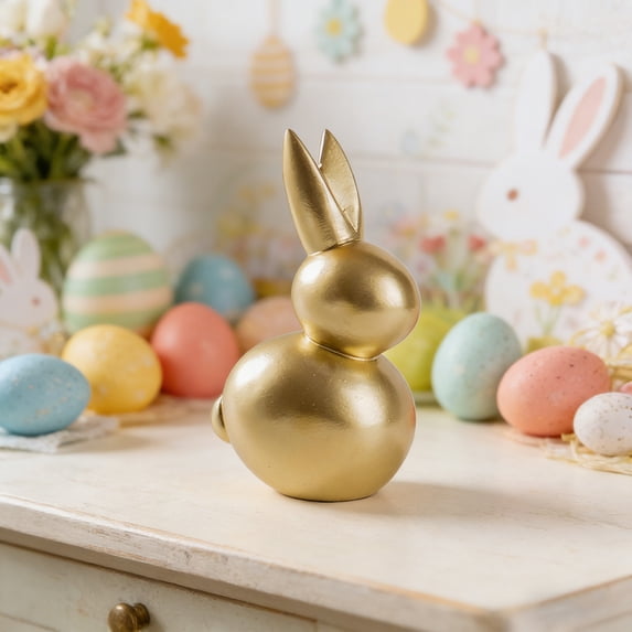 Lunxisen 1 Pcs Resin Easter Figurine Home Decor Centerpiece Holiday Tabletop Ornament Handcrafted Decorative Accent