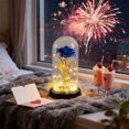 thumbnail image 1 of Lunxisen 1 Pcs Rose Flowers in Glass Dome with Light Valentine's Day Mother's Day Wedding Anniversary Decoration, 1 of 8
