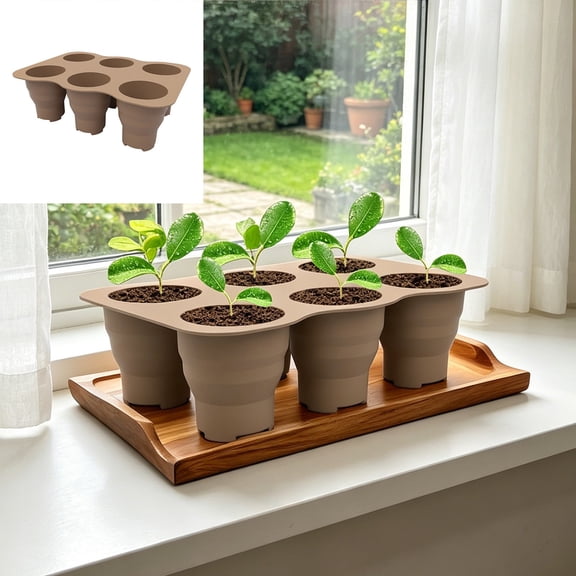 Lunxisen 1 Pcs Silicone Folding Plant Pots Breathable Drainage Tray Set Easy Repotting Indoor Garden Containers